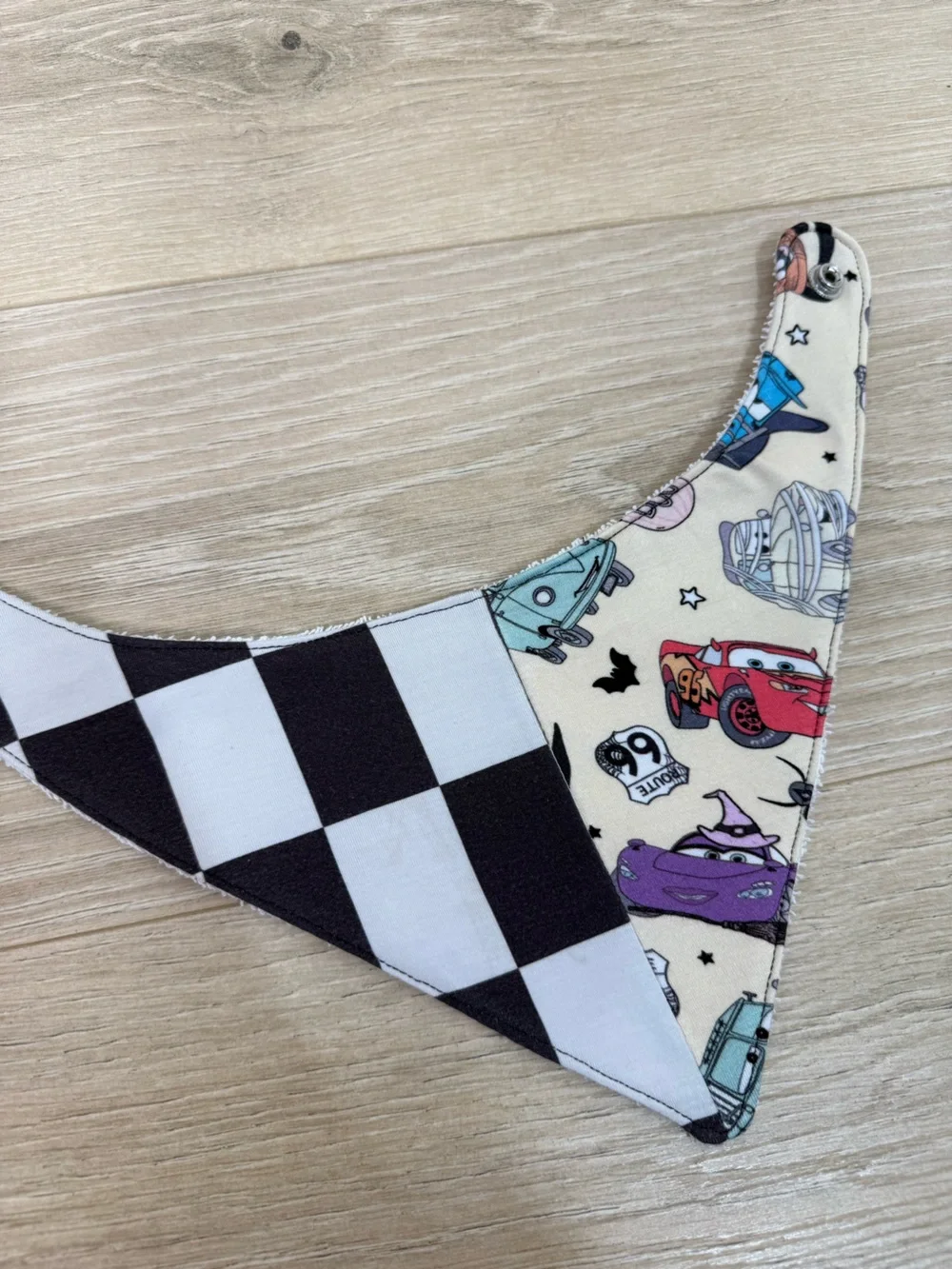 Remi Lyn & Co. Bamboo Halloween Cars & Checkered Handmade Bandana Bib